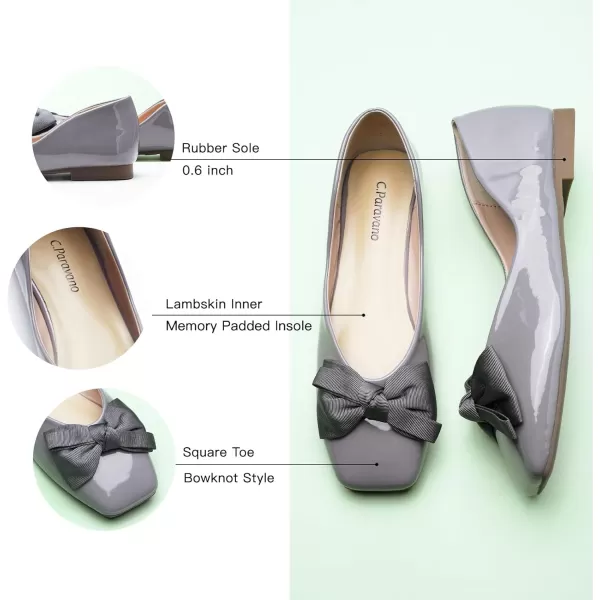 C.Paravano Women's Flats | Square Toe Shoes for Women | Leather Flat Shoes for Women | Slip On Ballet Flats