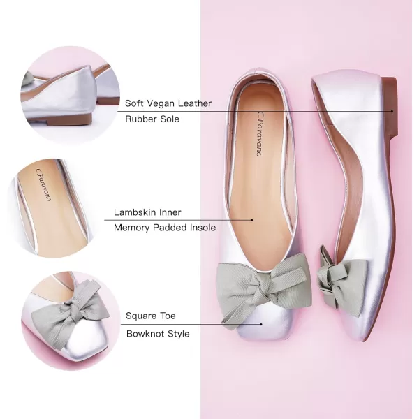 C.Paravano Women's Flats | Square Toe Shoes for Women | Leather Flat Shoes for Women | Slip On Ballet Flats