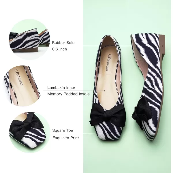 C.Paravano Women's Flats | Square Toe Shoes for Women | Leather Flat Shoes for Women | Slip On Ballet Flats