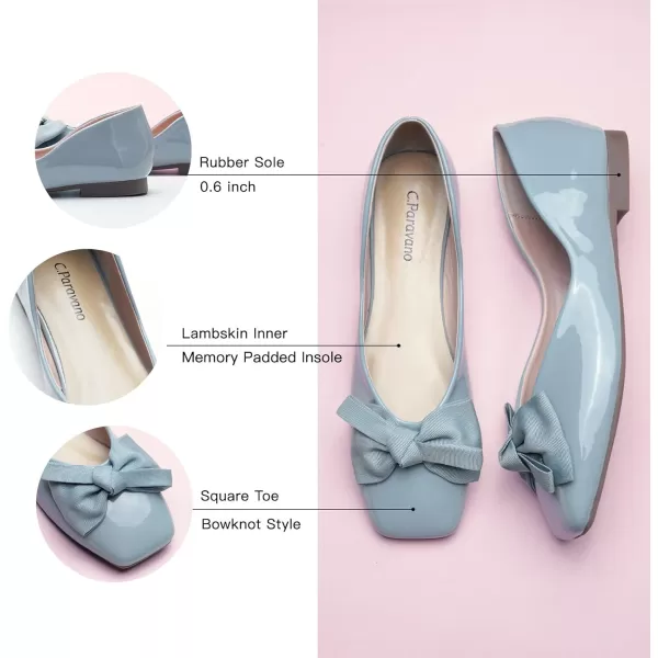 C.Paravano Women's Flats | Square Toe Shoes for Women | Leather Flat Shoes for Women | Slip On Ballet Flats