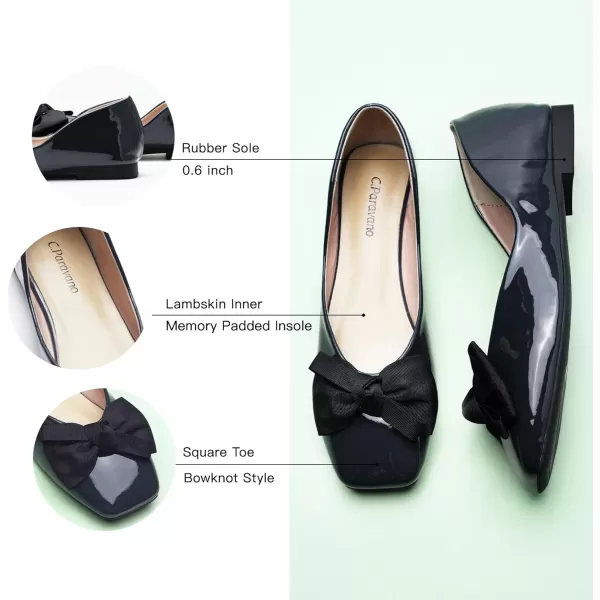 C.Paravano Women's Flats | Square Toe Shoes for Women | Leather Flat Shoes for Women | Slip On Ballet Flats
