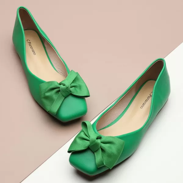 C.Paravano Women's Flats | Square Toe Shoes for Women | Leather Flat Shoes for Women | Slip On Ballet Flats