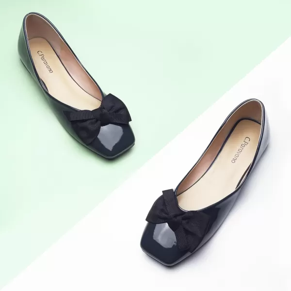 C.Paravano Women's Flats | Square Toe Shoes for Women | Leather Flat Shoes for Women | Slip On Ballet Flats