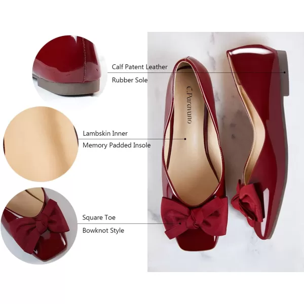 C.Paravano Women's Flats | Square Toe Shoes for Women | Leather Flat Shoes for Women | Slip On Ballet Flats