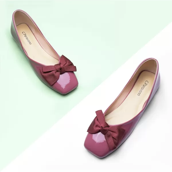 C.Paravano Women's Flats | Square Toe Shoes for Women | Leather Flat Shoes for Women | Slip On Ballet Flats