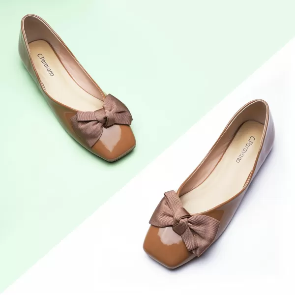 C.Paravano Women's Flats | Square Toe Shoes for Women | Leather Flat Shoes for Women | Slip On Ballet Flats
