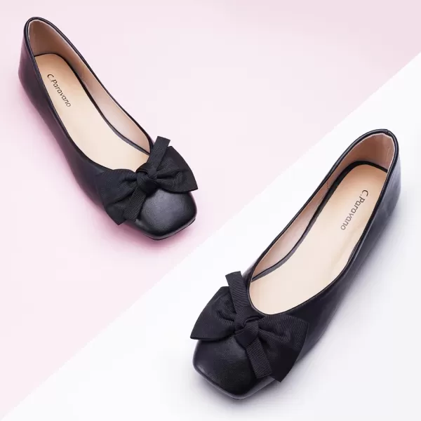 C.Paravano Women's Flats | Square Toe Shoes for Women | Leather Flat Shoes for Women | Slip On Ballet Flats