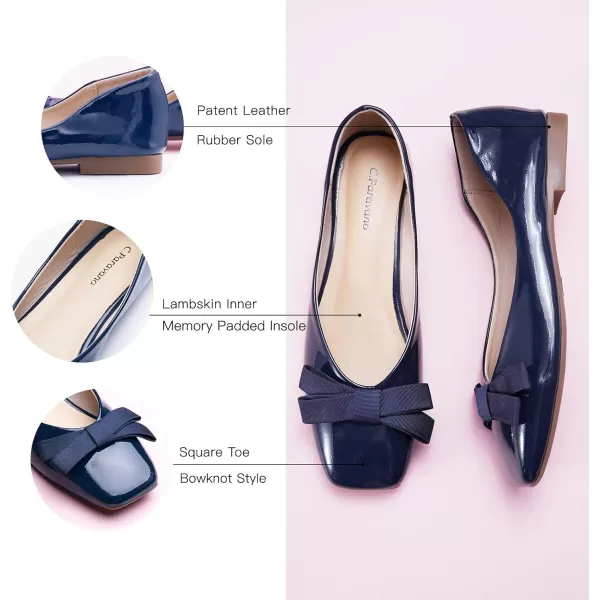 C.Paravano Women's Flats | Womens Ballet Flats | Square Toe Flats for Women | Patent Leather Slip On Flats