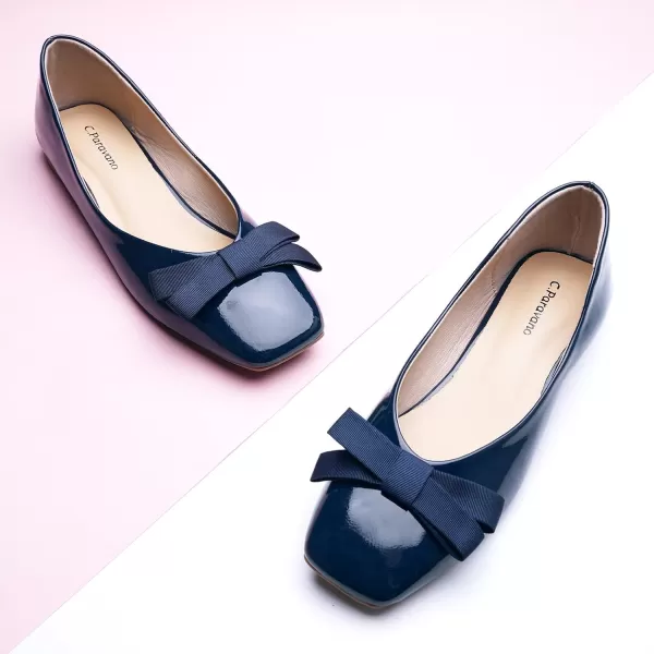 C.Paravano Women's Flats | Womens Ballet Flats | Square Toe Flats for Women | Patent Leather Slip On Flats