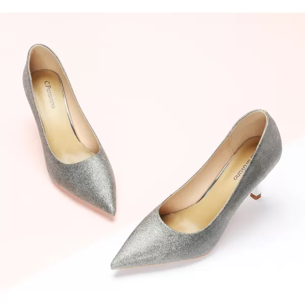 C.Paravano Women's Pump | Kitten Heel Daily Pumps | Closed Toe Low Heel | Comfortable Low Stiletto Heel Pumps