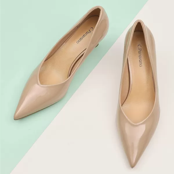 C.Paravano Women's Pump | Kitten Heel Daily Pumps | Closed Toe Low Heel | Comfortable Low Stiletto Heel Pumps