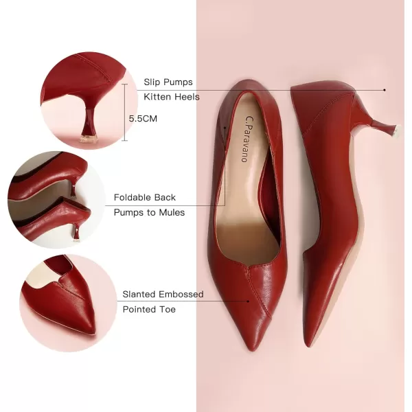 C.Paravano Women's Pump | Kitten Heel Daily Pumps | Closed Toe Low Heel | Comfortable Low Stiletto Heel Pumps