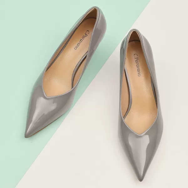 C.Paravano Women's Pump | Kitten Heel Daily Pumps | Closed Toe Low Heel | Comfortable Low Stiletto Heel Pumps