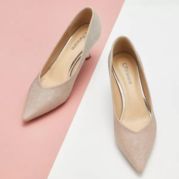 C.Paravano Women's Pump | Kitten Heel Daily Pumps | Closed Toe Low Heel | Comfortable Low Stiletto Heel Pumps