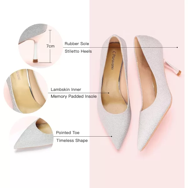 C.Paravano Women's Pump | Kitten Heel Daily Pumps | Closed Toe Low Heel | Comfortable Low Stiletto Heel Pumps