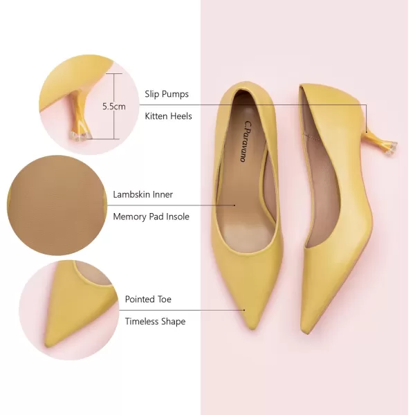 C.Paravano Women's Pumps I Pointed Toe Stiletto Pumps I Kitten Low Heel Daily Pumps I Closed Toe Slip On Comfortable Heels