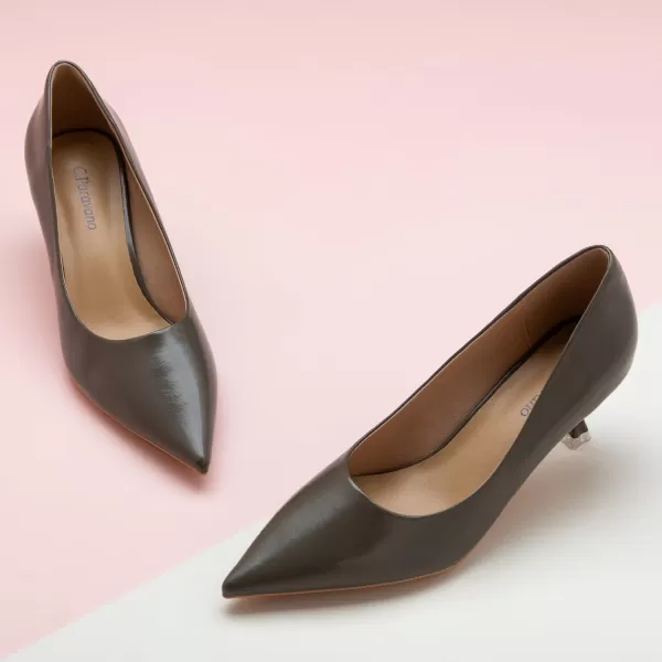 C.Paravano Women's Pumps I Pointed Toe Stiletto Pumps I Kitten Low Heel Daily Pumps I Closed Toe Slip On Comfortable Heels