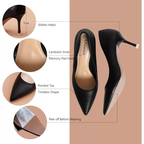 C.Paravano Women's Pumps I Pointed Toe Stiletto Pumps I Kitten Low Heel Daily Pumps I Closed Toe Slip On Comfortable Heels