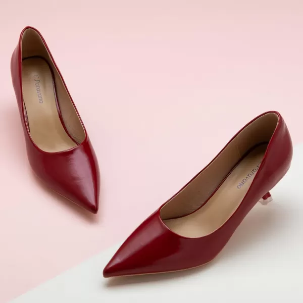 C.Paravano Women's Pumps I Pointed Toe Stiletto Pumps I Kitten Low Heel Daily Pumps I Closed Toe Slip On Comfortable Heels
