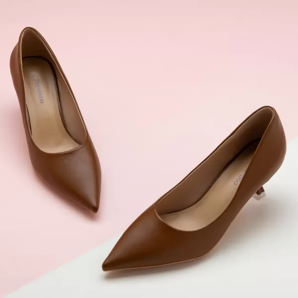 C.Paravano Women's Pumps I Pointed Toe Stiletto Pumps I Kitten Low Heel Daily Pumps I Closed Toe Slip On Comfortable Heels