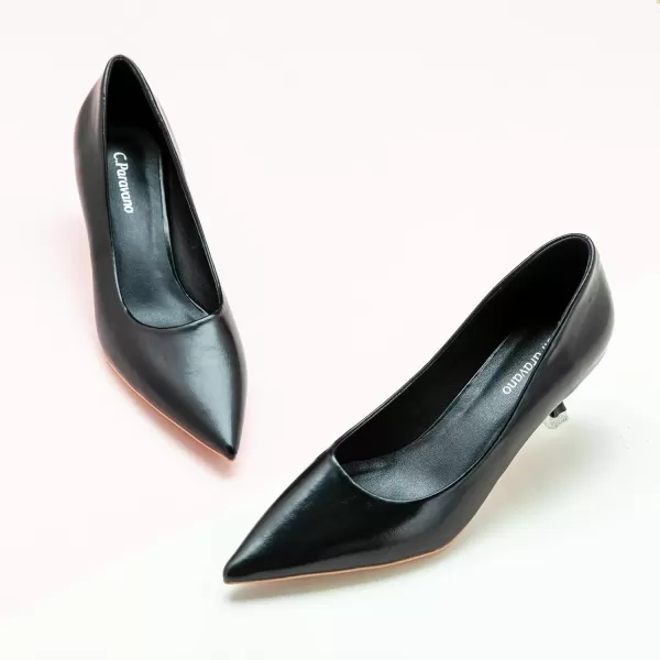 C.Paravano Women's Pumps I Pointed Toe Stiletto Pumps I Kitten Low Heel Daily Pumps I Closed Toe Slip On Comfortable Heels