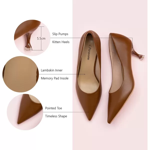 C.Paravano Women's Pumps I Pointed Toe Stiletto Pumps I Kitten Low Heel Daily Pumps I Closed Toe Slip On Comfortable Heels