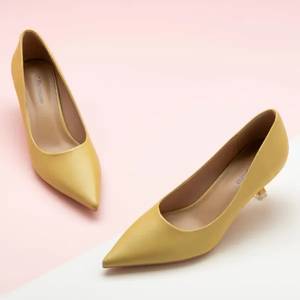 C.Paravano Women's Pumps I Pointed Toe Stiletto Pumps I Kitten Low Heel Daily Pumps I Closed Toe Slip On Comfortable Heels