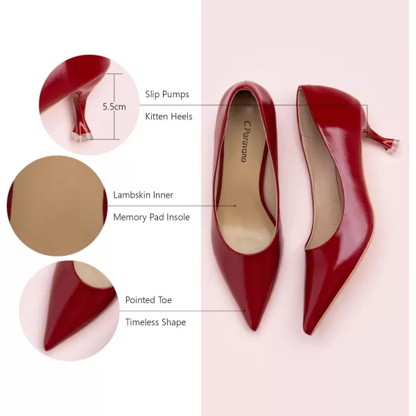 C.Paravano Women's Pumps I Pointed Toe Stiletto Pumps I Kitten Low Heel Daily Pumps I Closed Toe Slip On Comfortable Heels