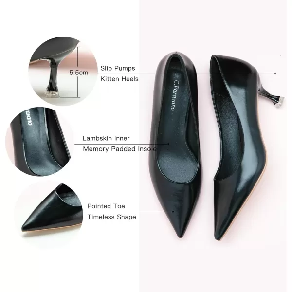 C.Paravano Women's Pumps I Pointed Toe Stiletto Pumps I Kitten Low Heel Daily Pumps I Closed Toe Slip On Comfortable Heels