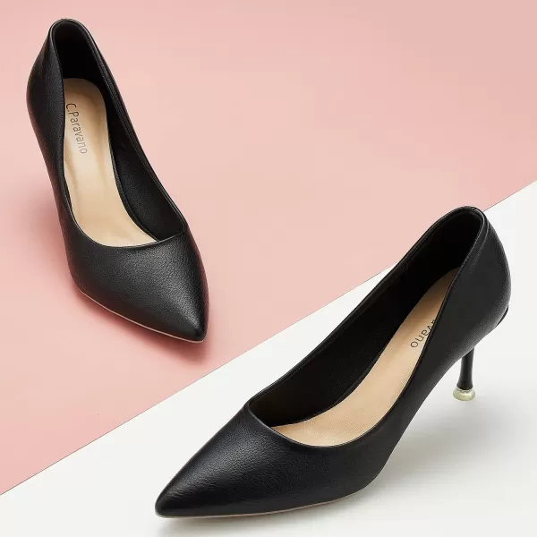 C.Paravano Women's Pumps I Pointed Toe Stiletto Pumps I Kitten Low Heel Daily Pumps I Closed Toe Slip On Comfortable Heels