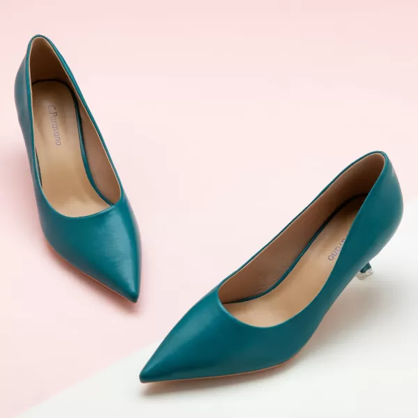 C.Paravano Women's Pumps I Pointed Toe Stiletto Pumps I Kitten Low Heel Daily Pumps I Closed Toe Slip On Comfortable Heels