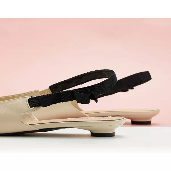 C.Paravano Women's Slingback Flats | Pointed Toe Flats Sandals | Leather Kitten Heels | Closed Heeled Sandal | Wedding Dress Pumps Shoes for Women