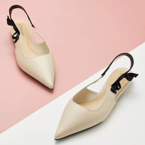 C.Paravano Women's Slingback Flats | Pointed Toe Flats Sandals | Leather Kitten Heels | Closed Heeled Sandal | Wedding Dress Pumps Shoes for Women