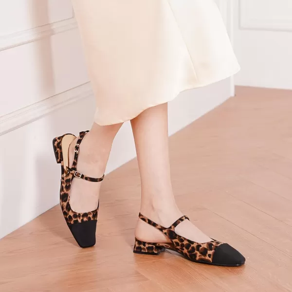 C.Paravano Women's Slingback | Square Toe Slingback Flats | Ankle Strap Flats Sandals | Slip on Casual Flats Shoes | Leather Dress Shoes for Wedding