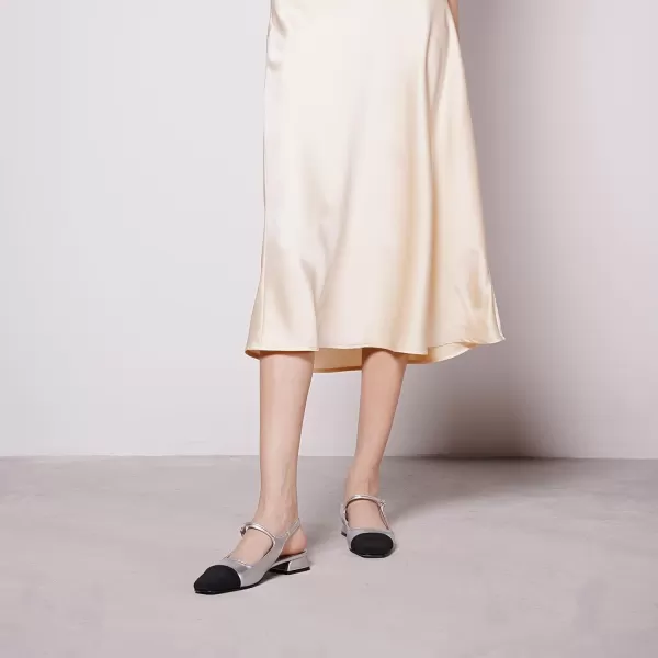 C.Paravano Women's Slingback | Square Toe Slingback Flats | Ankle Strap Flats Sandals | Slip on Casual Flats Shoes | Leather Dress Shoes for Wedding