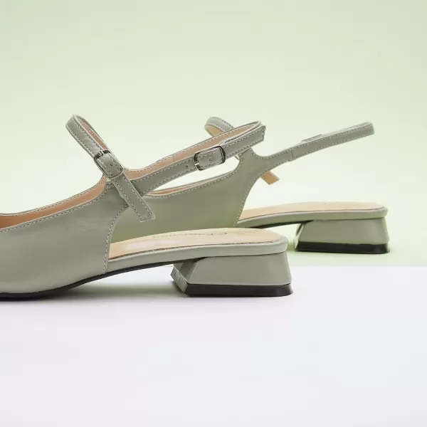C.Paravano Women's Slingback | Square Toe Slingback Flats | Ankle Strap Flats Sandals | Slip on Casual Flats Shoes | Leather Dress Shoes for Wedding
