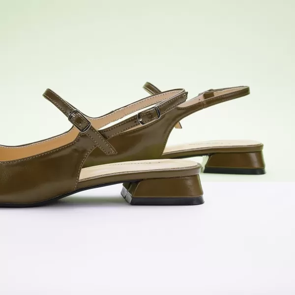 C.Paravano Women's Slingback | Square Toe Slingback Flats | Ankle Strap Flats Sandals | Slip on Casual Flats Shoes | Leather Dress Shoes for Wedding
