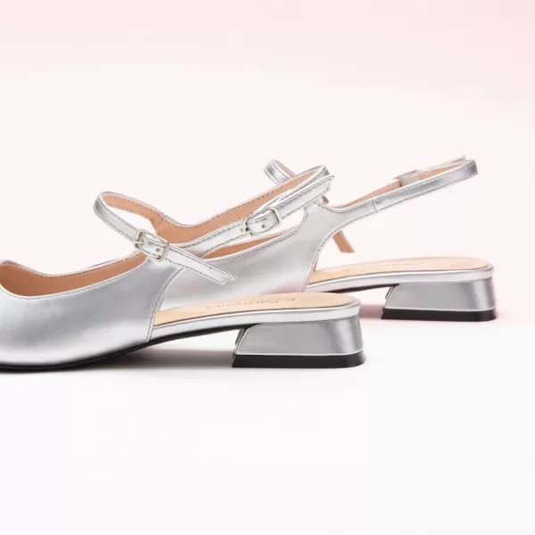 C.Paravano Women's Slingback | Square Toe Slingback Flats | Ankle Strap Flats Sandals | Slip on Casual Flats Shoes | Leather Dress Shoes for Wedding