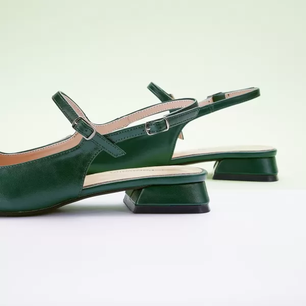 C.Paravano Women's Slingback | Square Toe Slingback Flats | Ankle Strap Flats Sandals | Slip on Casual Flats Shoes | Leather Dress Shoes for Wedding