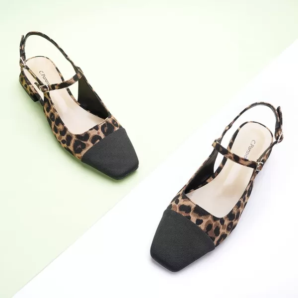 C.Paravano Women's Slingback | Square Toe Slingback Flats | Ankle Strap Flats Sandals | Slip on Casual Flats Shoes | Leather Dress Shoes for Wedding