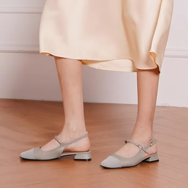 C.Paravano Women's Slingback | Square Toe Slingback Flats | Ankle Strap Flats Sandals | Slip on Casual Flats Shoes | Leather Dress Shoes for Wedding