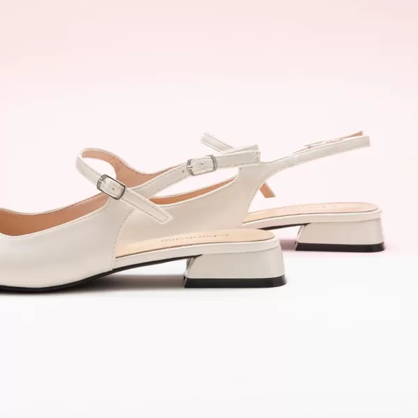 C.Paravano Women's Slingback | Square Toe Slingback Flats | Ankle Strap Flats Sandals | Slip on Casual Flats Shoes | Leather Dress Shoes for Wedding