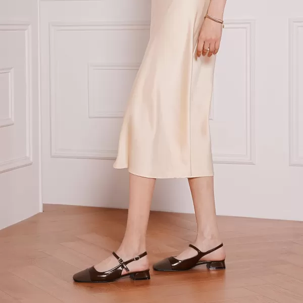 C.Paravano Women's Slingback | Square Toe Slingback Flats | Ankle Strap Flats Sandals | Slip on Casual Flats Shoes | Leather Dress Shoes for Wedding