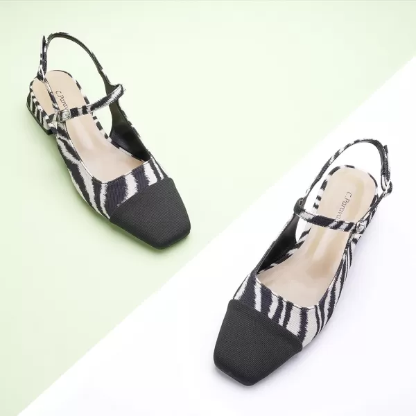 C.Paravano Women's Slingback | Square Toe Slingback Flats | Ankle Strap Flats Sandals | Slip on Casual Flats Shoes | Leather Dress Shoes for Wedding