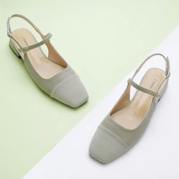 C.Paravano Women's Slingback | Square Toe Slingback Flats | Ankle Strap Flats Sandals | Slip on Casual Flats Shoes | Leather Dress Shoes for Wedding