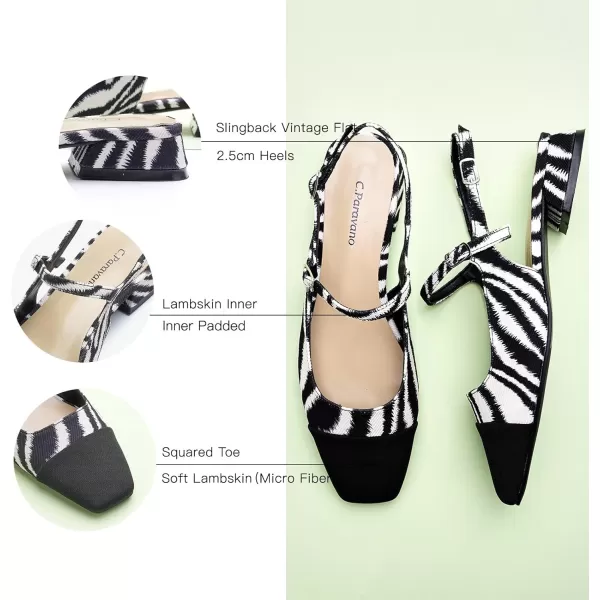 C.Paravano Women's Slingback | Square Toe Slingback Flats | Ankle Strap Flats Sandals | Slip on Casual Flats Shoes | Leather Dress Shoes for Wedding