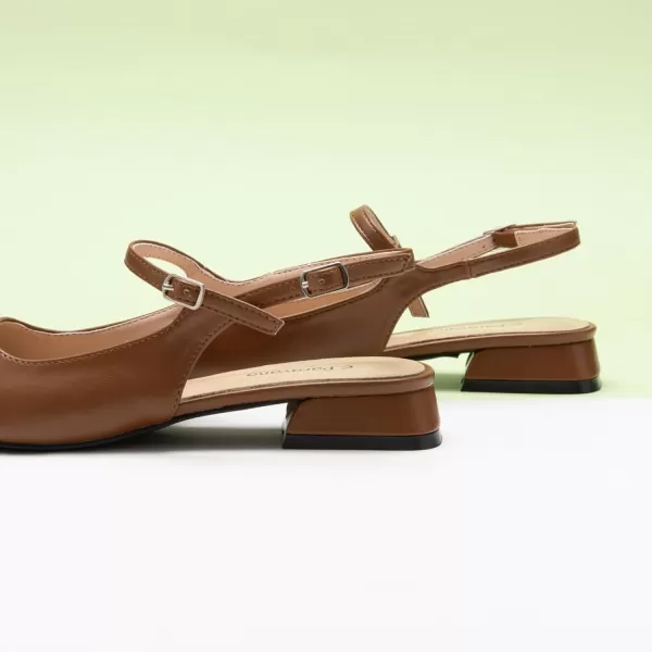C.Paravano Women's Slingback | Square Toe Slingback Flats | Ankle Strap Flats Sandals | Slip on Casual Flats Shoes | Leather Dress Shoes for Wedding
