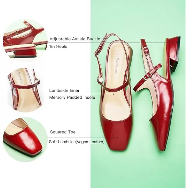 C.Paravano Women's Slingback | Women's Flat Sandals | Square Toe Slingback Flats | Adjustable Strap Flats | Fashion Casual Flats Shoes