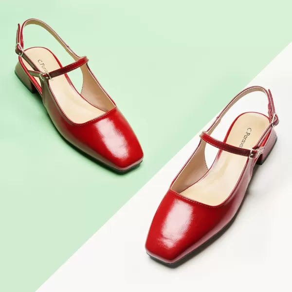 C.Paravano Women's Slingback | Women's Flat Sandals | Square Toe Slingback Flats | Adjustable Strap Flats | Fashion Casual Flats Shoes