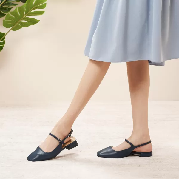 C.Paravano Women's Slingback | Women's Flat Sandals | Square Toe Slingback Flats | Adjustable Strap Flats | Fashion Casual Flats Shoes
